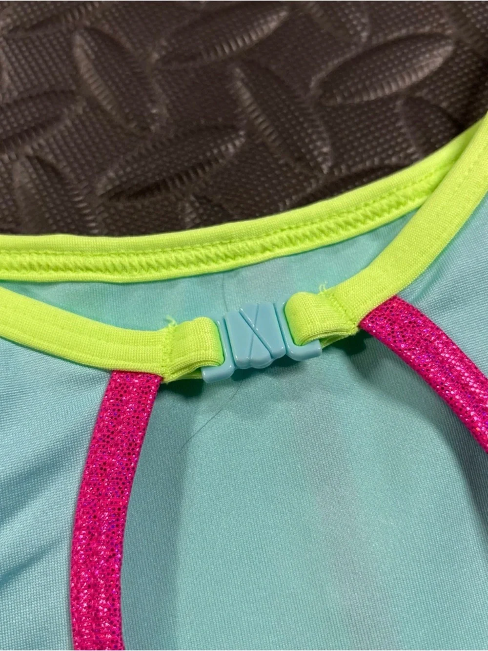 Justice Dance Gym Leotard Girls M 10 Aqua Neon Gymnastics